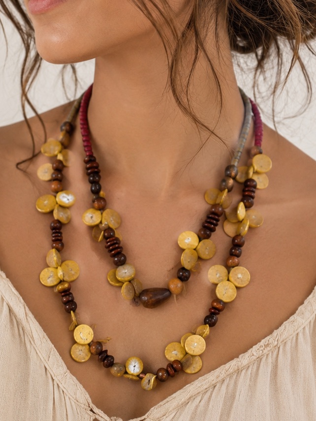 Vintage Wooden Necklace Lot Of 2